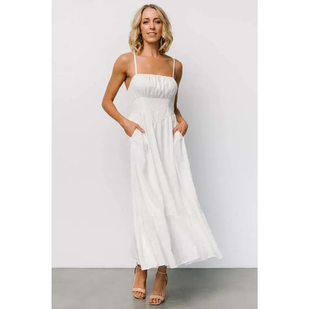 Baltic Born Mikayla Textured Tank Dress | Off White Size MM - Picture 2 of 5